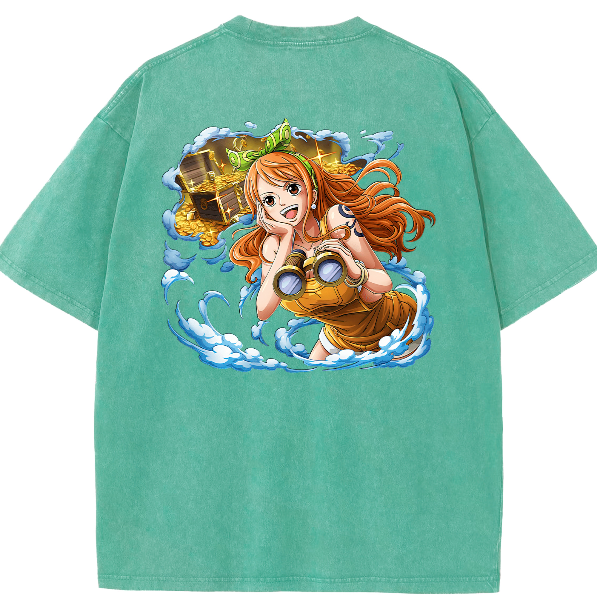 ワンピース ナミ ONE PIECE Nami 綿100% ヴィンテージ風 半袖Tシャツ（背面プリント）